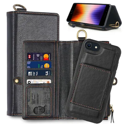 $41.79 • Buy 2in1 Leather Zipper Detachable Magnetic Card Slots Wallet For IPhone SE3 7 8 13