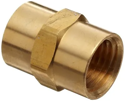 $8.32 • Buy B-5000-08-08 Solid Brass Hex Pipe Coupling 1/2  Female NPT  Air Fuel Gas Water