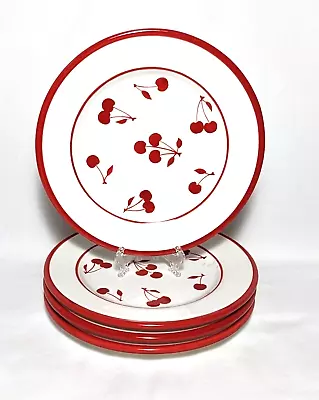 Cherries Jubilee By Sonoma Lifestyle Red & White Salad / Dessert Plates 8 In • $15