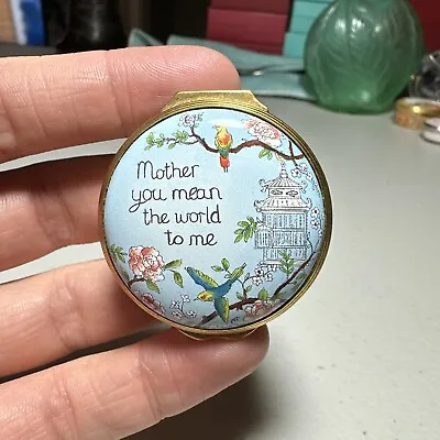 Halcyon Days Enamels Trinket Box Mother You Mean The World To Me • £57.82