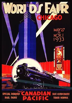 Chicago World's Fair 1933 Canadian Pacific Vintage Poster Print Retro Style Art • $19.40