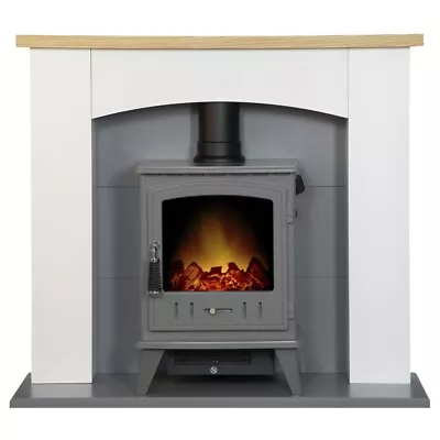 Adam Huxley In Pure White & Grey With Aviemore Electric Stove In Grey Enamel... • £524