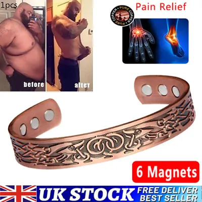 £7.69 • Buy Mens Celtic Copper Bangle Magnetic Bracelet Pain Relief Arthritis Carpal Tunnel