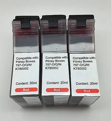 £20.99 • Buy 3 Compatible Red Pitney Bowes 797-0 Ink Cartridge - K780002 K721 K700 DM55 DM50