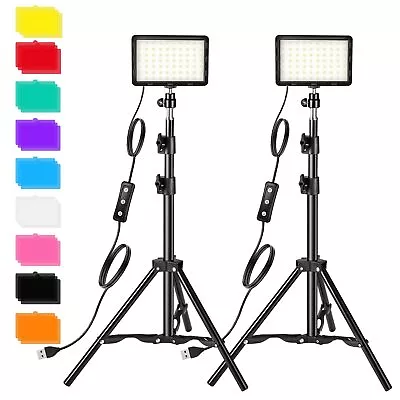 Photography Video Lighting Kit LED Studio Streaming Lights W/70 Beads & Color... • $39.64