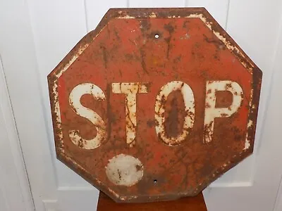 Vintage Cast Metal Embossed Stop Sign • $155