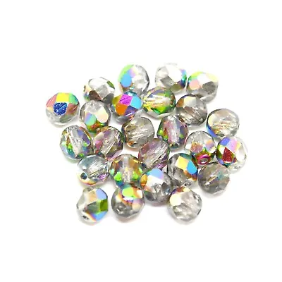 25 Fire Polished Faceted Czech Beads - 6mm Glass - Crystal Vitrail - S0246 • £4.29