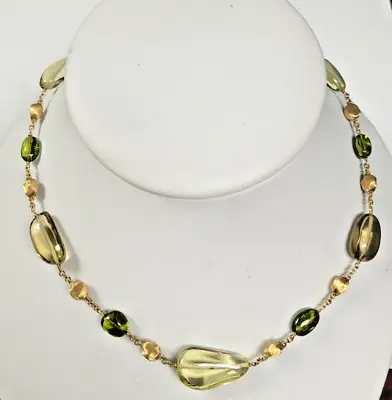 Marco Bicego 18k Yellow Gold Peridot Confetti Necklace Designer Beads Green • $3200