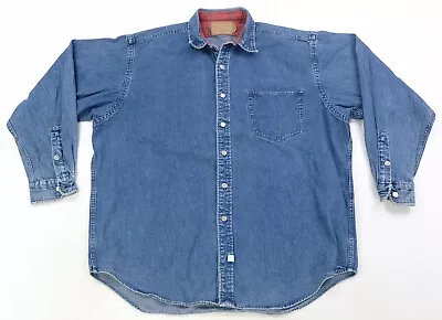 Rare Vintage POLO COUNTRY Ralph Lauren Dry Goods Denim Jean Shirt 90s Blue SZ XL • $39.99