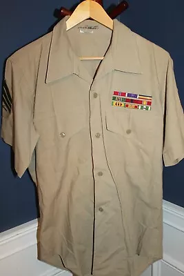 Original Vietnam War USMC Infantryman's Named Khaki Uniform Shirt W/9 Bars • $28.95