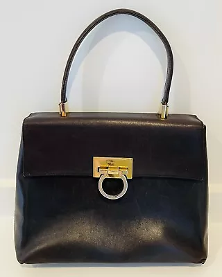 Salvatore Ferragamo Gancini Fold Lock Top Handle Leather Handbag AF-21 8657 VTG • $199