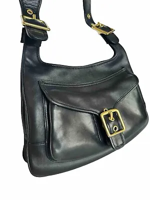 Coach Vintage 9340 Legacy Black Leather Saddlebag Handbag Brass Hardware • $115