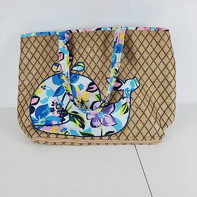 Vera Bradley Straw Tote Bag Marian Floral Coastal Beach Applique Whale • $25.40