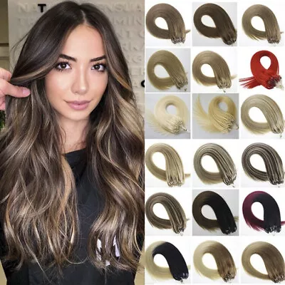 Micro Beads Hair Extensions Micro Link Loop Remy Human Hair Double Drawn Thick1g • $26