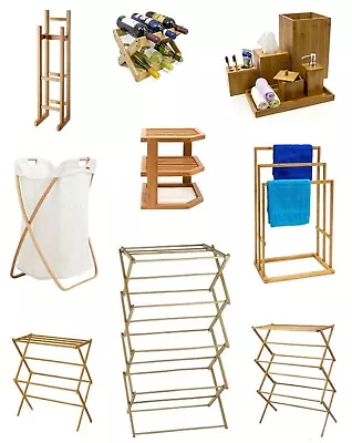 £13.99 • Buy Bamboo Wooden Toilet Holder, Towel Rack, Cloth Airer, Wine Rack, Classic Finish