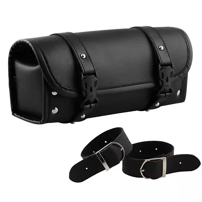 Motorcycle Front Fork Luggage Storage Tool Bag PU Leather Saddle Black Bag • $13.99