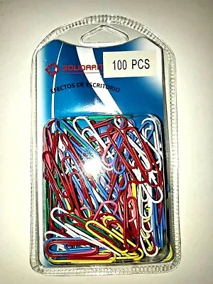 Pack Of 100  Colored Paper Clips Office School Stationery  • £2.19