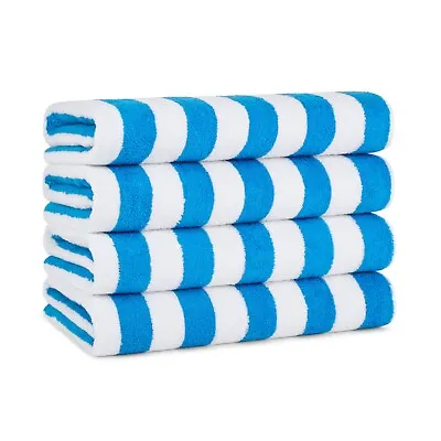 Cabana Beach Towel 4 Packs - 30 X 70 Extra Large Striped Cotton Pool Towels • $207.99