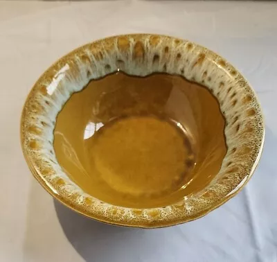 Vintage Canonsburg Pottery Drip Glaze Butterscotch Small Serving Bowl 8.25   • $10