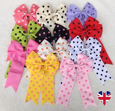 Polka Dot Bow Cheerleader Hair Bow Alligator Clip Or Elastic Bobbles • £1.99