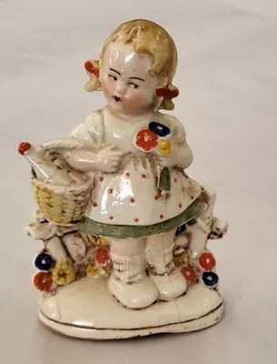 Vintage Ceramic Hand Painted Doll Figurine W Flowers Made In Germany  • $14.95