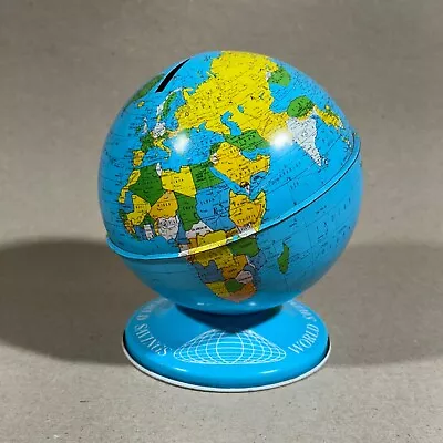 Vintage World Savings Tin Globe Coin Bank • $15