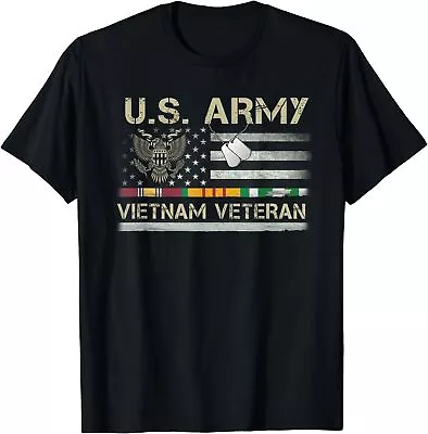 New Limited US Army Vietnam Veteran USA Flag Veteran Vietnam Army T-Shirt • $22.55