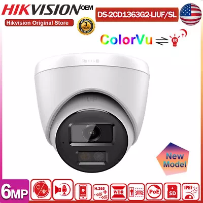 Hikvision 6MP Hybrid Light OEM DS-2CD1363G2-LIUF/SL IP Camera ColorVu 2Way Audio • $66.41