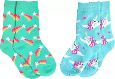 Unicorn Socks Girls Crazy Socks Shooting Stars Size 6-8 Fits Most Kids Age 5-10 • £9.18
