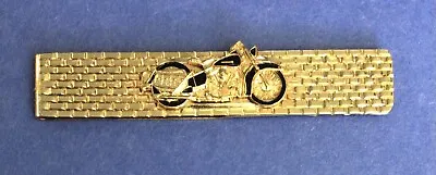 Vintage Gold Tone Indian Motorcycle Style Tie Bar Slide Basketweave Design  • $49.97