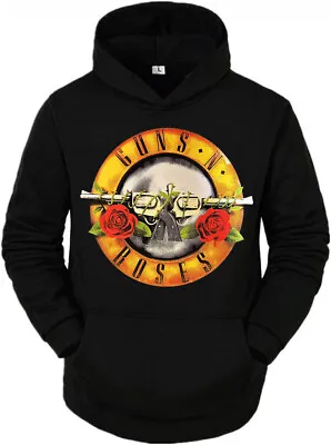 GUNS `N ROSES LOGO ROCK BAND HOODIES BLACK MEN's SIZES • $27.99