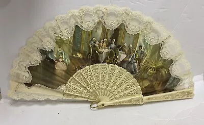 Vintage France Celluloid And Lace Hand Fan • $35