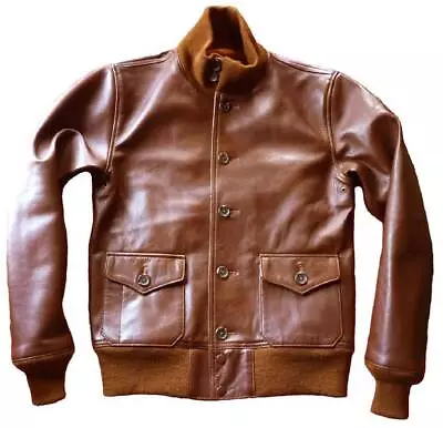 Mens Brown Bomber Leather Jacket Lambskin Vintage Flight A-1 Classic Casual Coat • $109.69