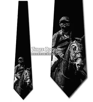 Jockey And Horse Portrait Tie Men's Equestrian Neck Ties Race Horse Necktie New • $18.75