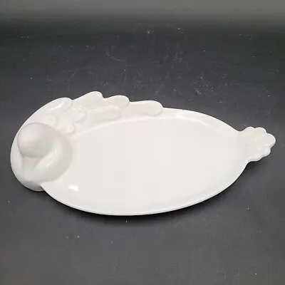 Vintage French White Porcelain Foie Gras Flat Serving Platter Fowl Duck Head • $17.49