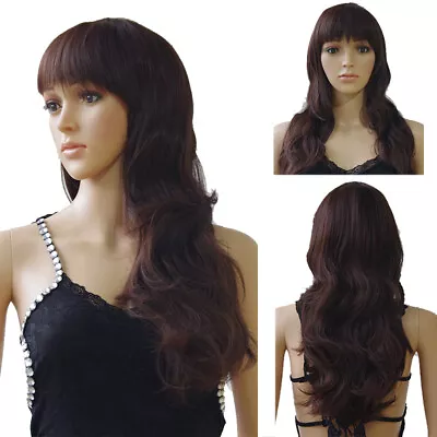 UK New Long Hair With Fringe Full Wig 100% Real Heat Friendly Hair Wigs Naturala • £18.94