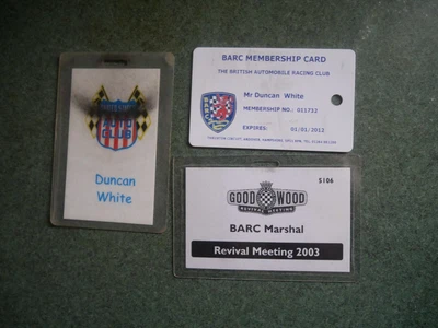 £0.99 • Buy Rare Motor Sport Us Auto Club, Goodwood Barc Marshal, Barc Original Passes