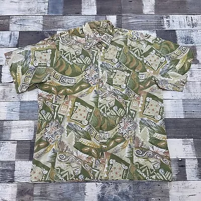 Boho Abstract Crazy Print Lightweight Summer Short Sleeve Shirt Men's Size L • £9.95