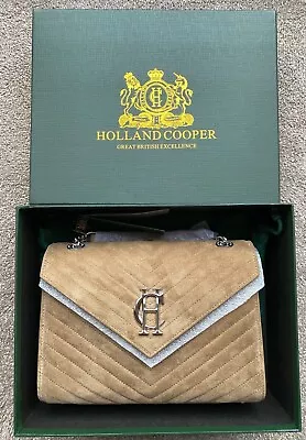 Holland Cooper Knightsbridge Crossbody/Shoulder Bag Taupe Suede Leather BNIB • £220