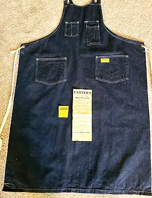 Vtg Genuine Carter's Watch The Wear Blue Denim Work Apron Smock Lebanon NH 1960s • $170.53