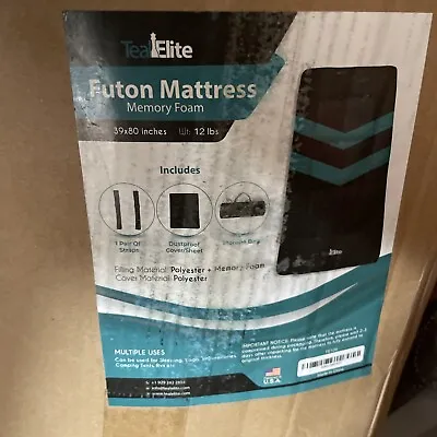 Teal Elite Futon Mattress Memory Foam 39  X 80   Roll Up Mat Camping Yoga RVS • $85