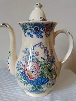 Mason's Strathmore Blue Floral Coffee Pot Transferware Pitcher England  • $25