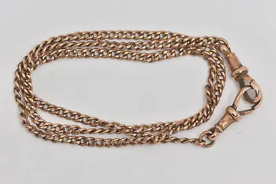 Fine Antique 9ct Rose Gold Double Albert Watch Chain Necklace Two Dog Clips 6.2g • £425