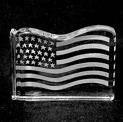 $20 • Buy Signed Val St Lambert For Tiffany & Co. Crystal Waving American Flag Paperweight
