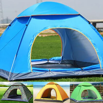 2-4 Man Automatic Instant Pop Up Tent Camping Tent Family Outdoor Hiking Shelter • £9.99