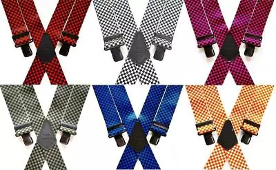 £14.99 • Buy Mens Braces Heavy Duty 1.5 Or 2  Orange White Green Blue Red Black Ska Chequered