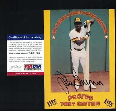 Tony Gwynn San Diego Padres 1984 Miller Lite 5x7 Card PSA/DNA • $175