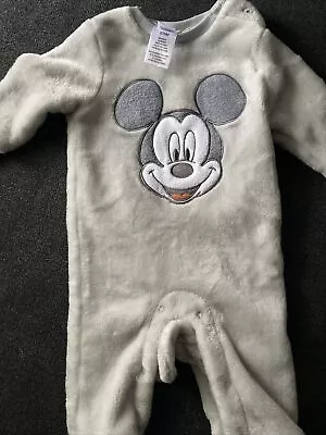 Disney Baby Mickey Mouse Quilted Hooded Fleece Footie 3-6months • $5