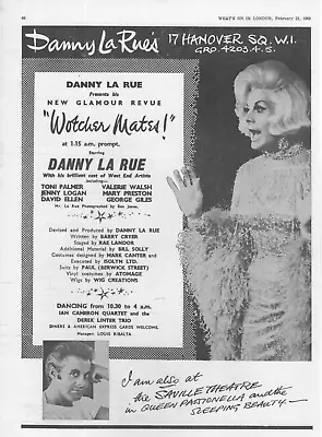 Original Magazine Advert Danny La Rue Nightclub Wotcher Mates 1969 • £4