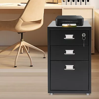 Vertical File Cabinet Metal Mobile File Cabinet With Lock Under Desk Office/Home • $85